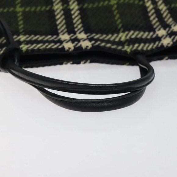 BURBERRY Nova Check Hand Bag Wool Green Black Auth BD1322 - Picture 8 of 16